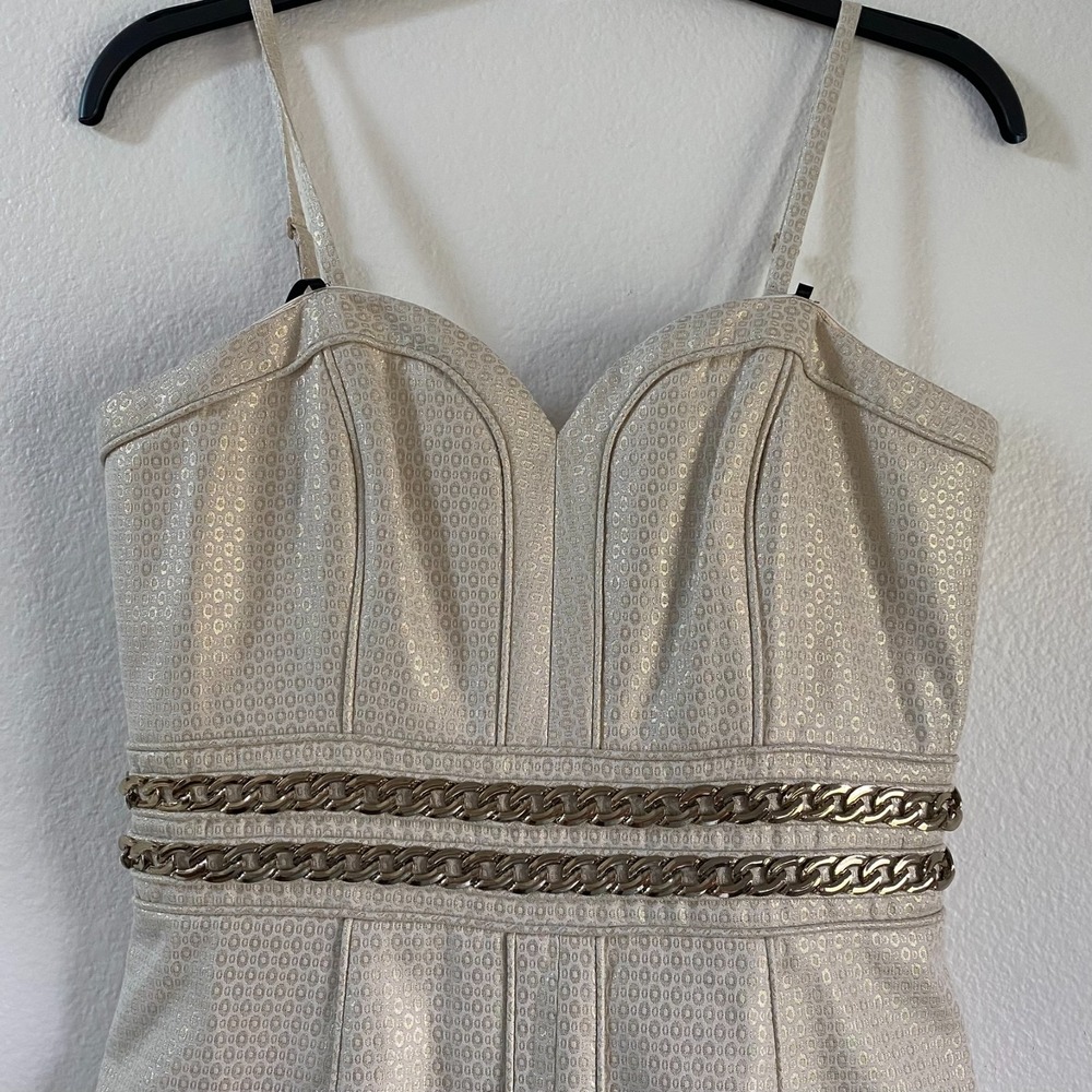 Laundry by Shelli Segal Dress Women 8 Gold Great Chain Waist Metallic Mini Dress - Picture 5 of 12